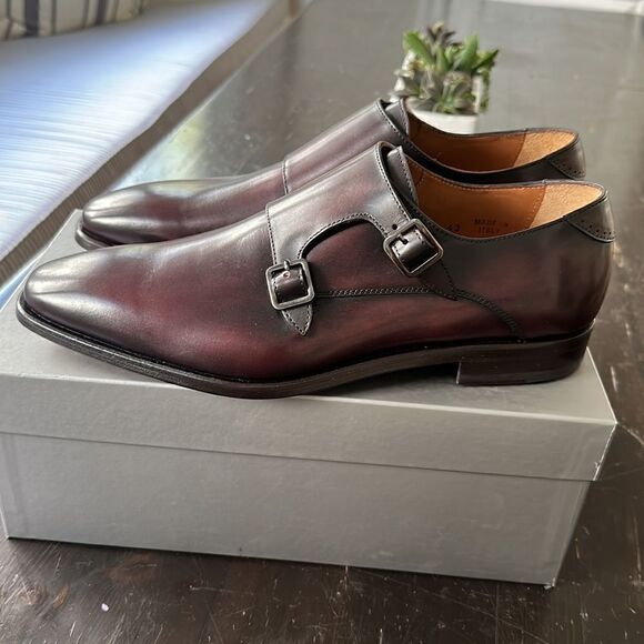 ANTONIO MAURIZI Double Monk Strap Shoe (Men) Size 43 in Wine Color NEW in Box - Picture 5 of 10